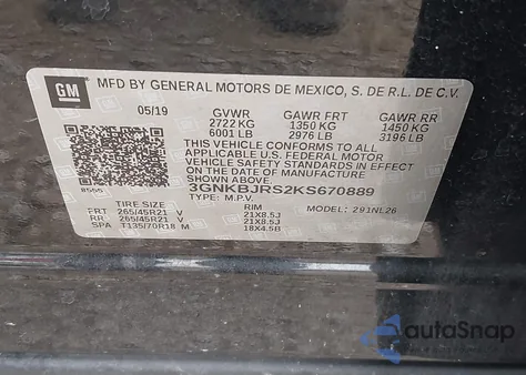 2019 Chevrolet Blazer Rs from USA, damaged, VIN 3GNKBJRS2KS670889